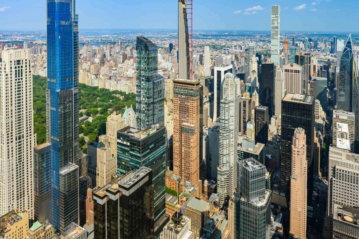 Aerial view of the Manhattan skyline and its high value real estate